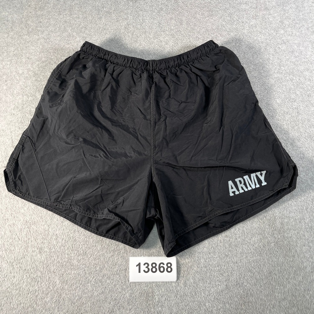 US Army Physical Fitness Uniform Shorts Mens Large Black Elastic Waist Pull On
